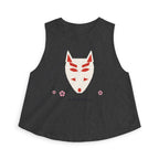 Kitsune Mask Crop Top in Dark Grey Heather