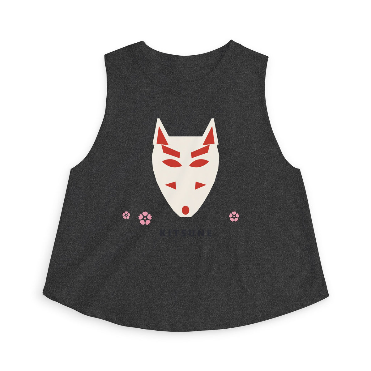 Kitsune Mask Crop Top in Dark Grey Heather