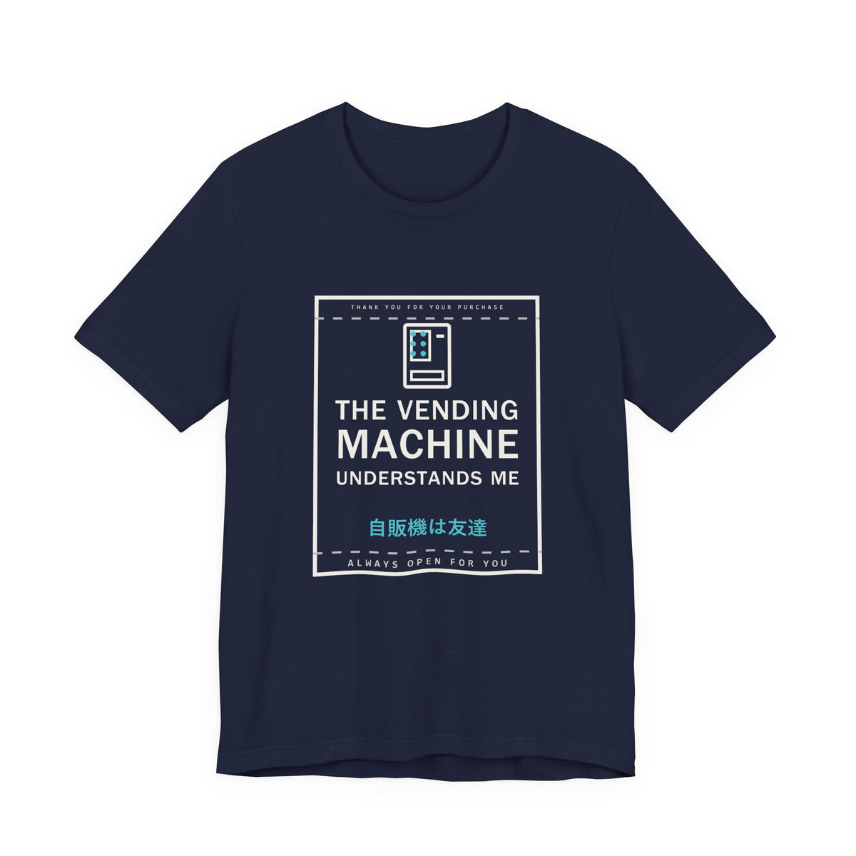 The Vending Machine Understands Me Funny Anime T-Shirt in Navy