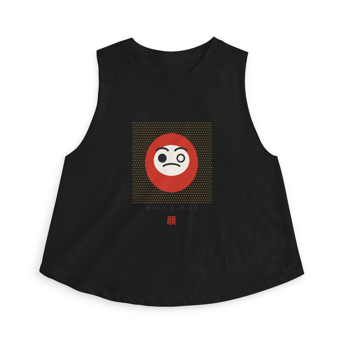 Daruma Wish Crop Top in Solid Black Blend