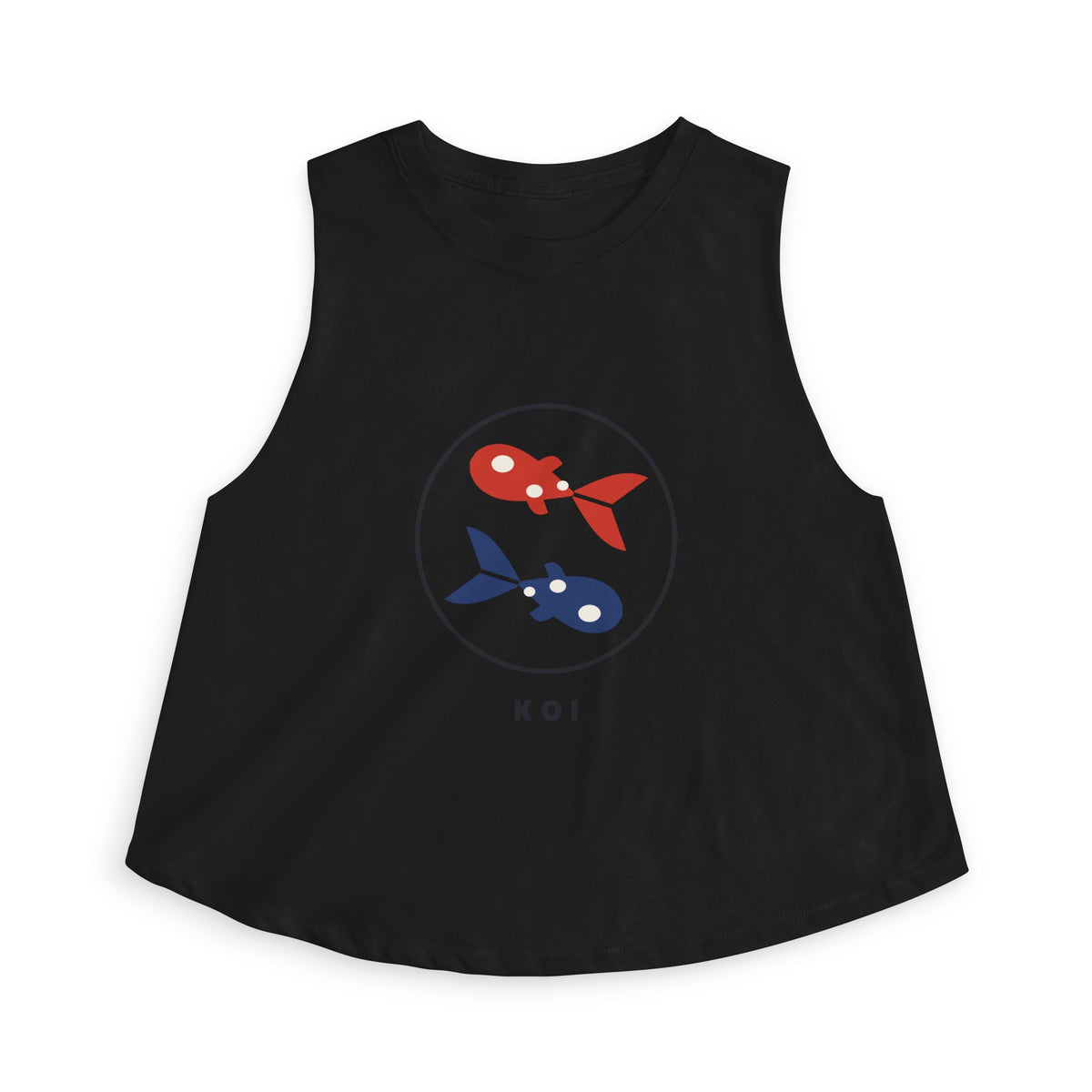 Koi Pair Crop Top in Solid Black Blend