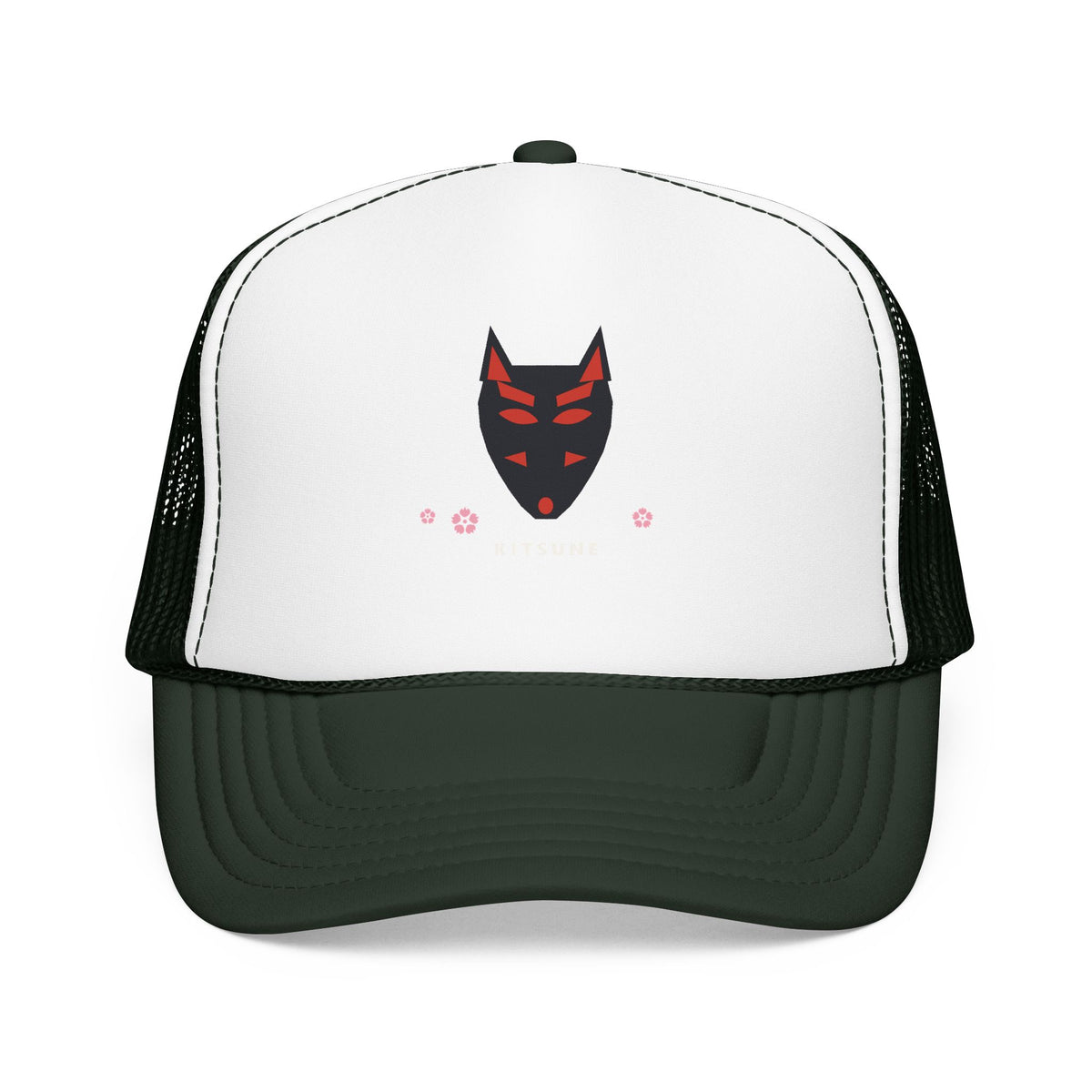 Kitsune Mask Trucker Cap in Dark Green