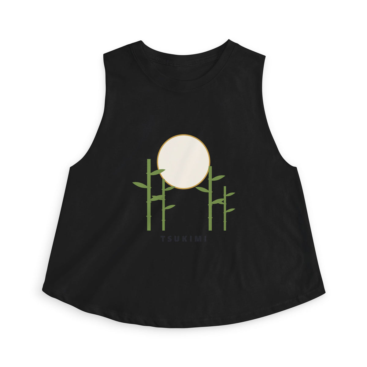 Tsukimi Crop Top in Solid Black Blend