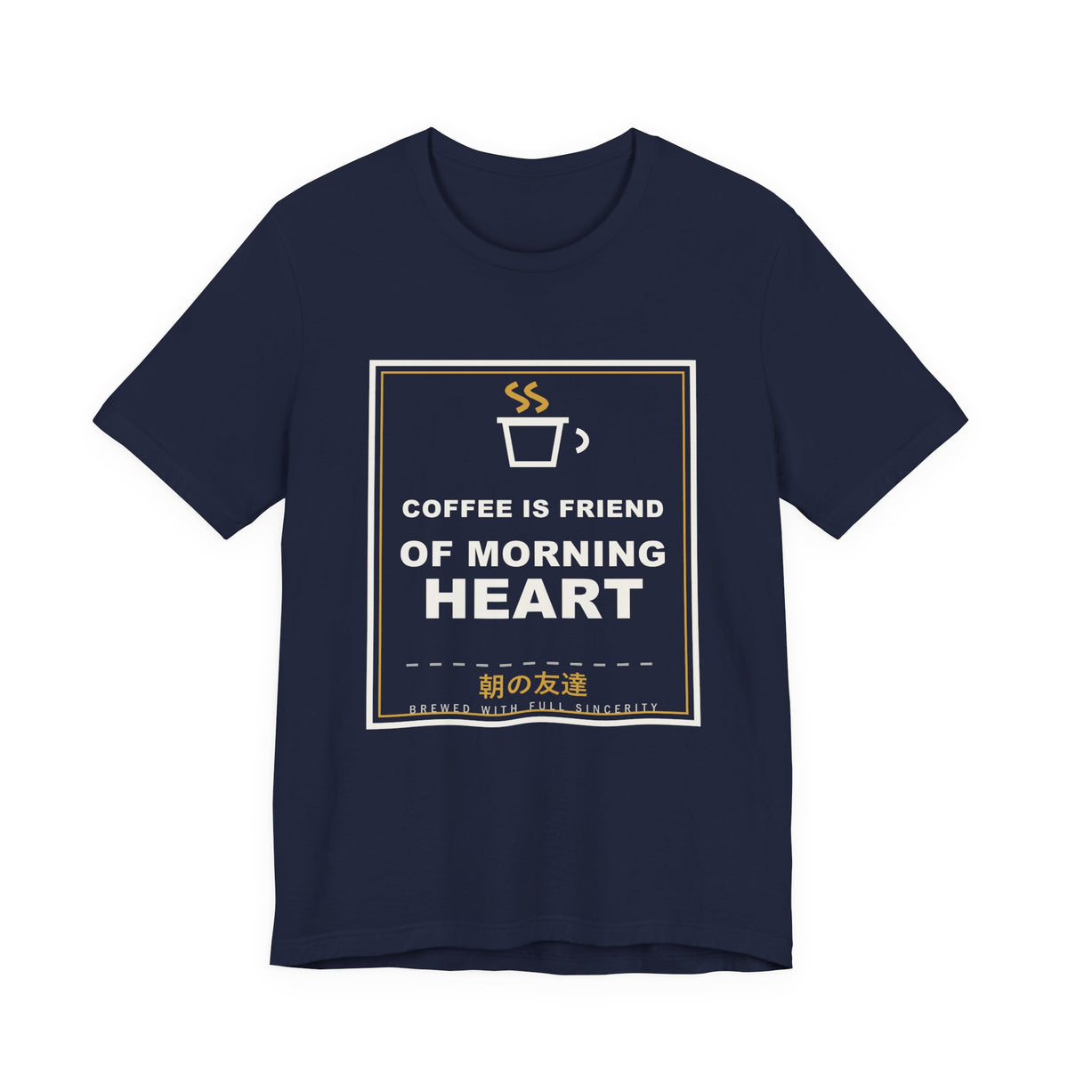 Coffee Is Friend Of Morning Heart Funny Anime T-Shirt in Navy