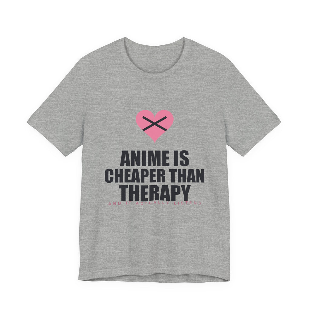 Cheaper Than Therapy Anime T-Shirt in Athletic Heather