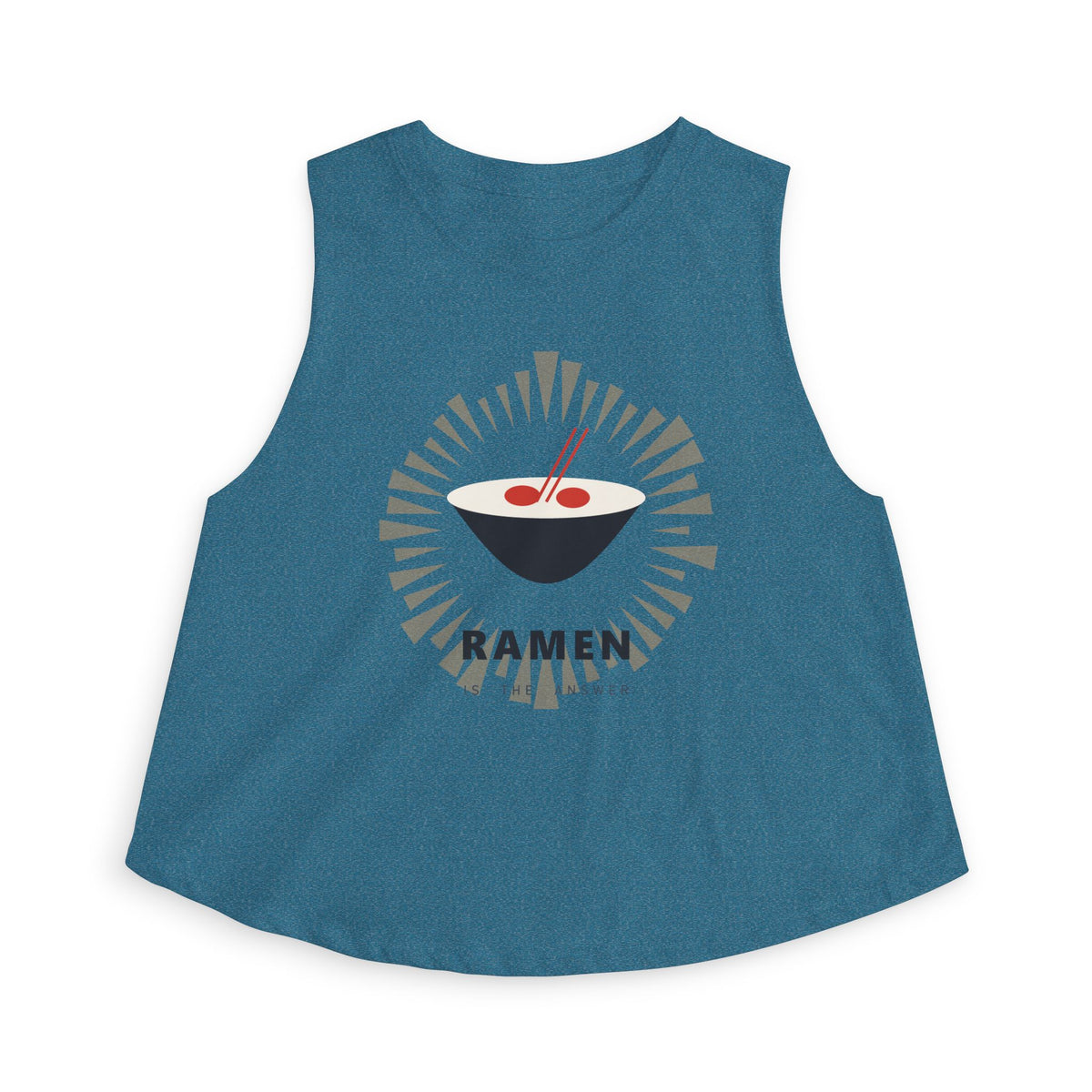 Ramen Is The Answer Crop Top in Heather Deep Teal