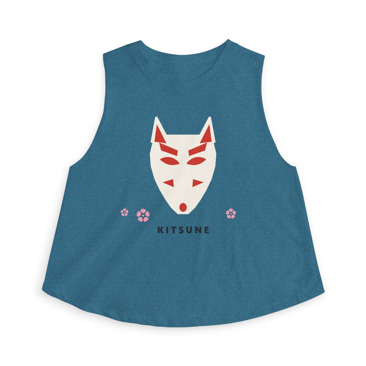 Kitsune Mask Crop Top in Heather Deep Teal