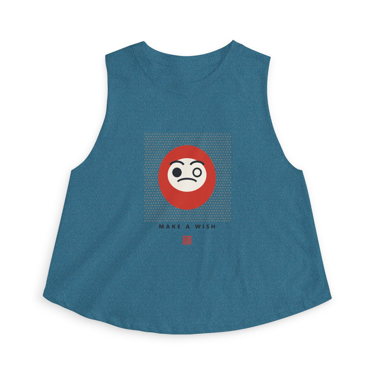 Daruma Wish Crop Top in Heather Deep Teal