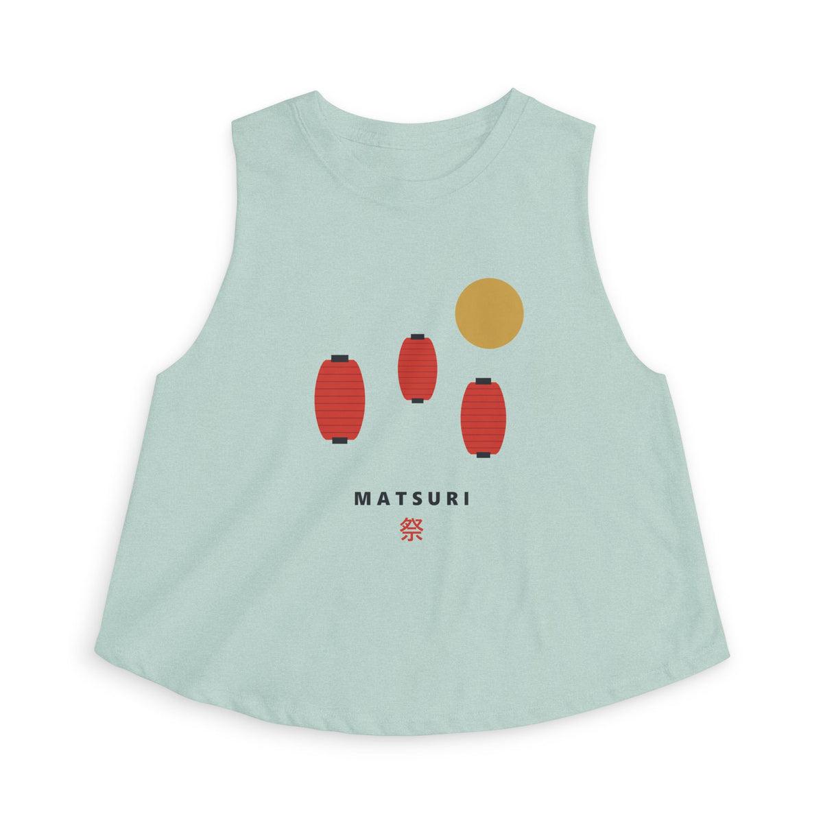 Matsuri Lanterns Crop Top in Heather Dusty Blue