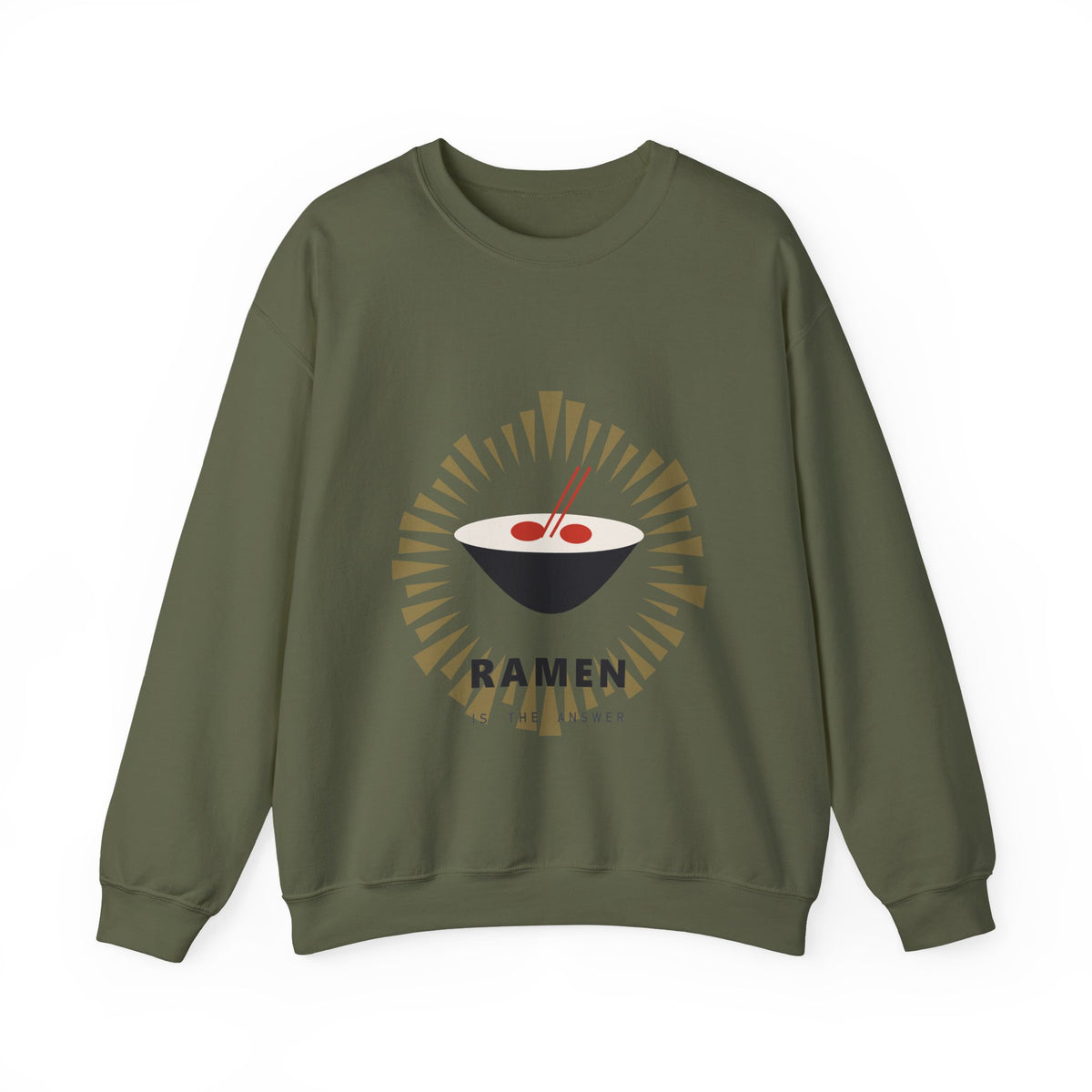 Ramen Is The Answer Sweatshirt in Military Green