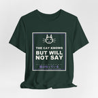 The Cat Knows But Will Not Say Funny Anime T-Shirt - original anime design, view 12