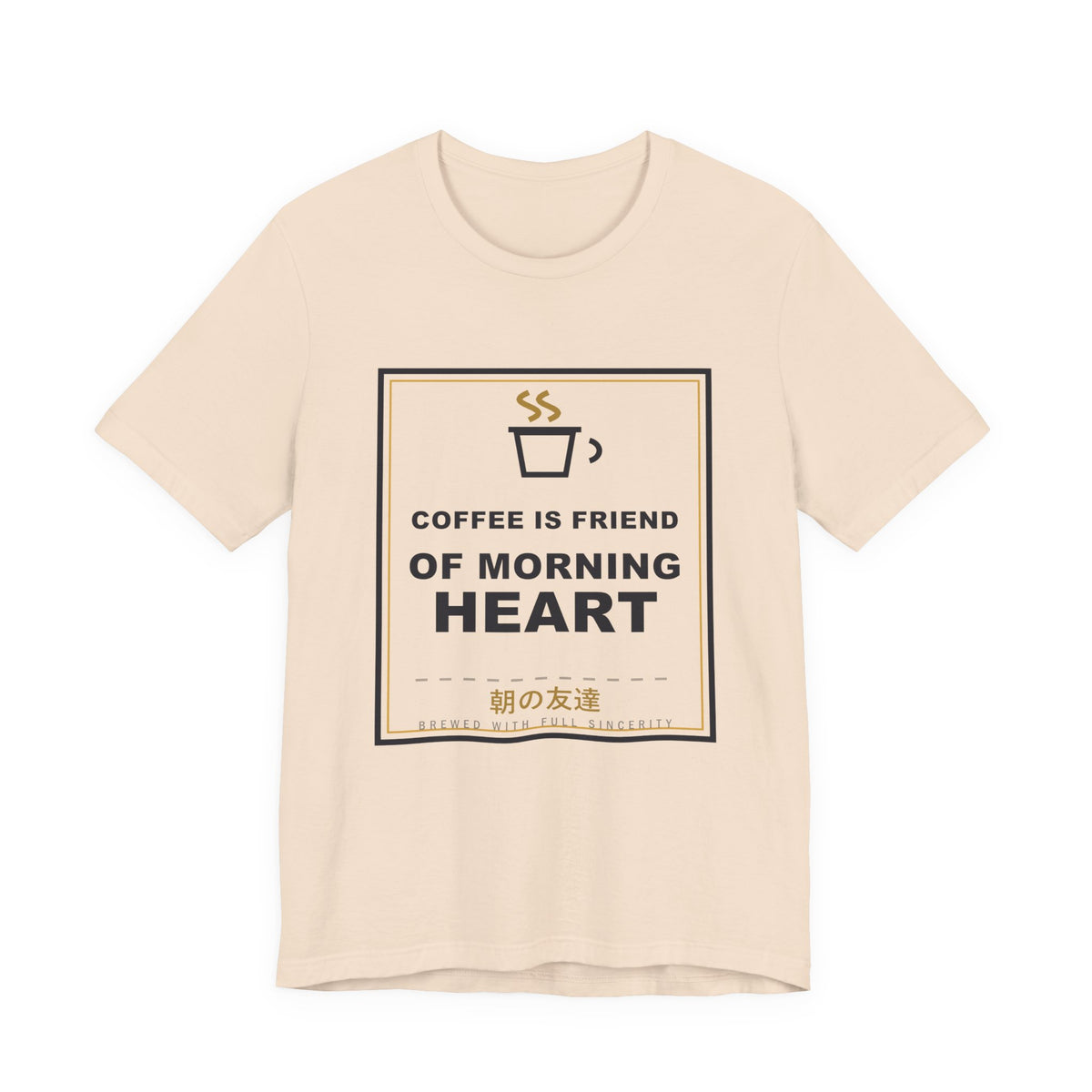 Coffee Is Friend Of Morning Heart Funny Anime T-Shirt in Soft Cream