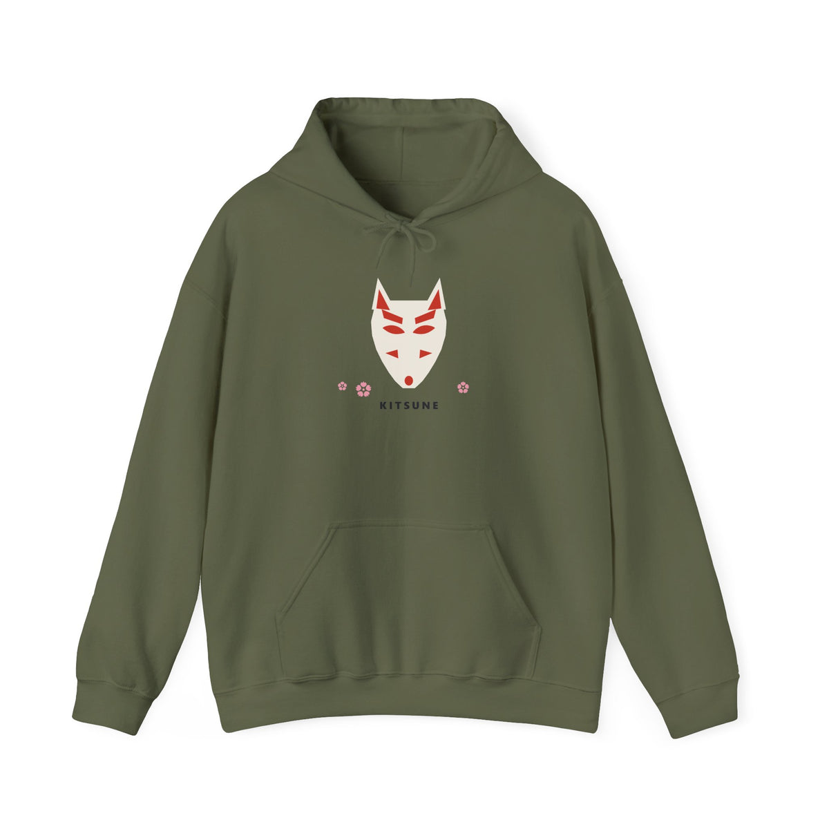 Kitsune Mask Hoodie in Military Green