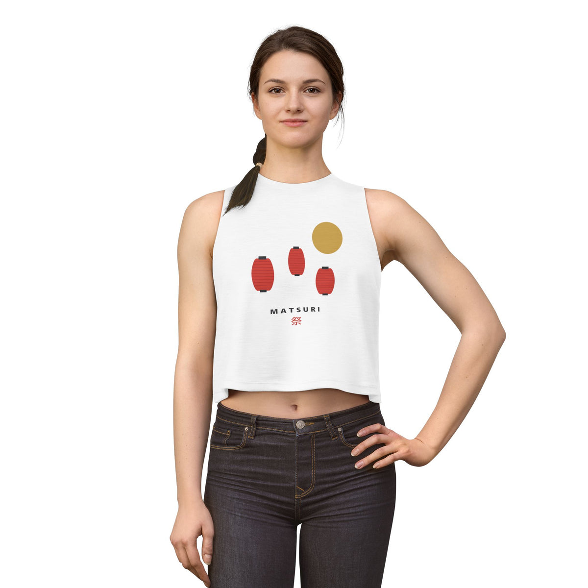 Matsuri Lanterns Crop Top - original anime design, view 2