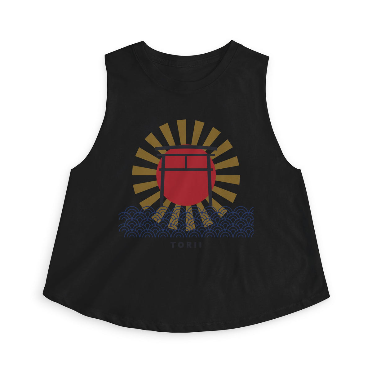 Torii Gate Crop Top in Solid Black Blend