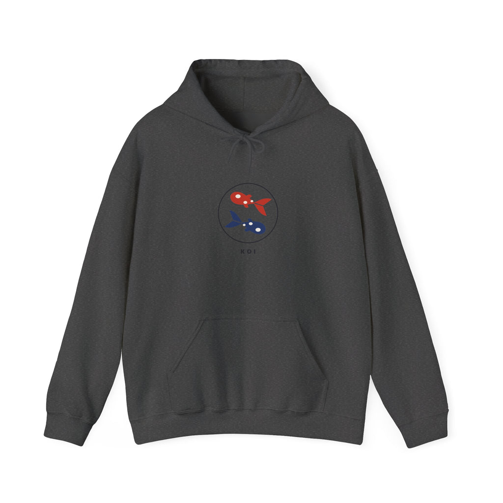 Koi Pair Hoodie in Dark Heather