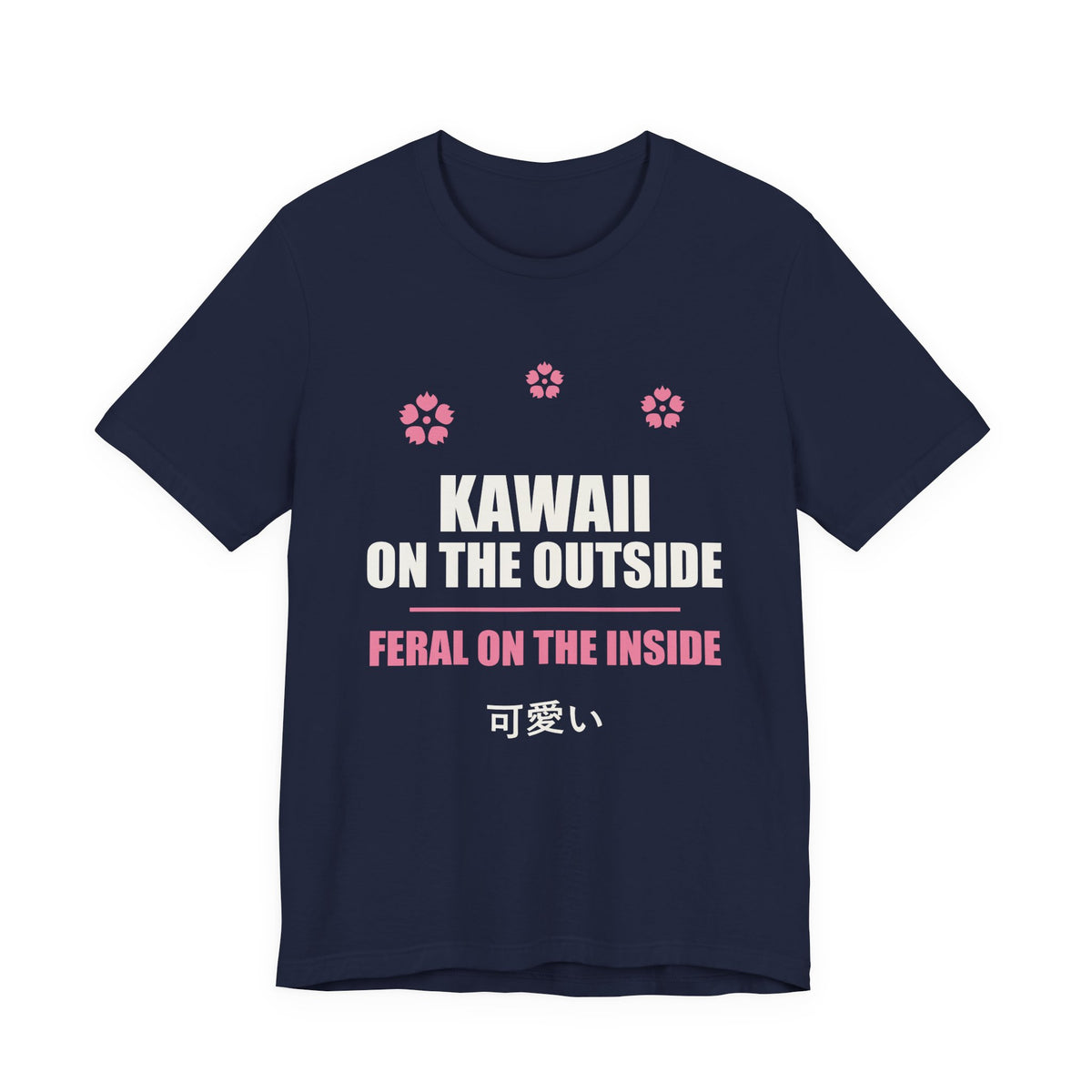 Kawaii But Feral Anime T-Shirt in Navy