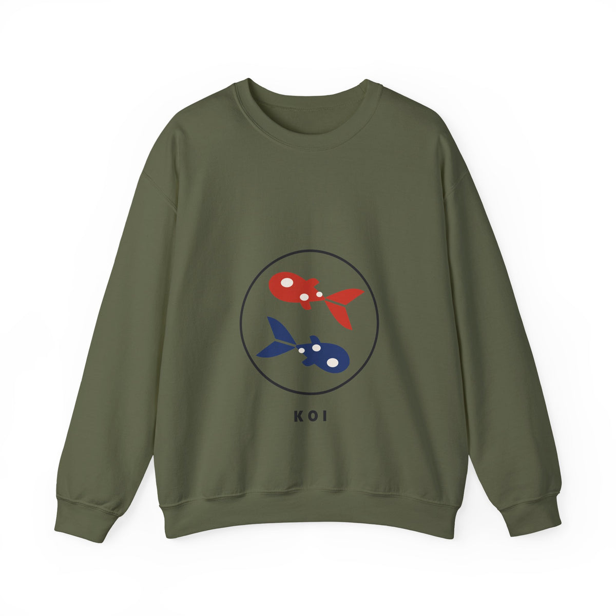 Koi Pair Sweatshirt in Military Green