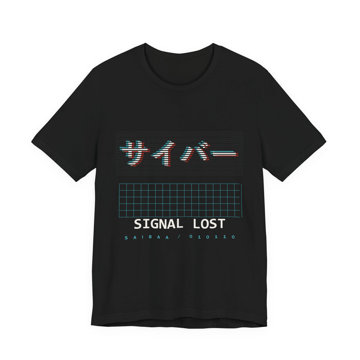 Cyber Glitch Anime T-Shirt in Black