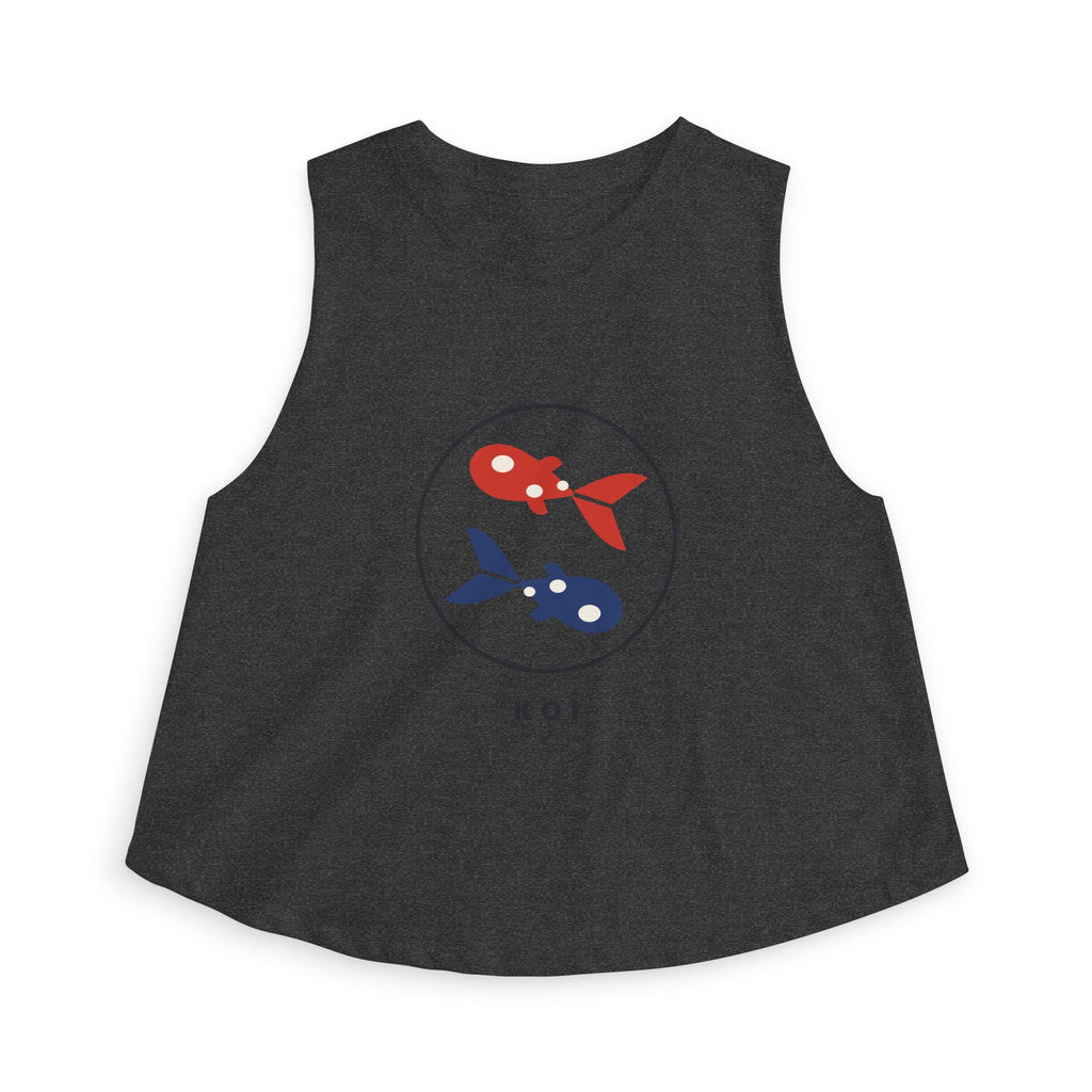 Koi Pair Crop Top in Dark Grey Heather
