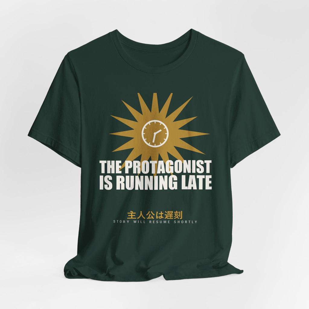 The Protagonist Is Running Late Funny Anime T-Shirt - original anime design, view 12