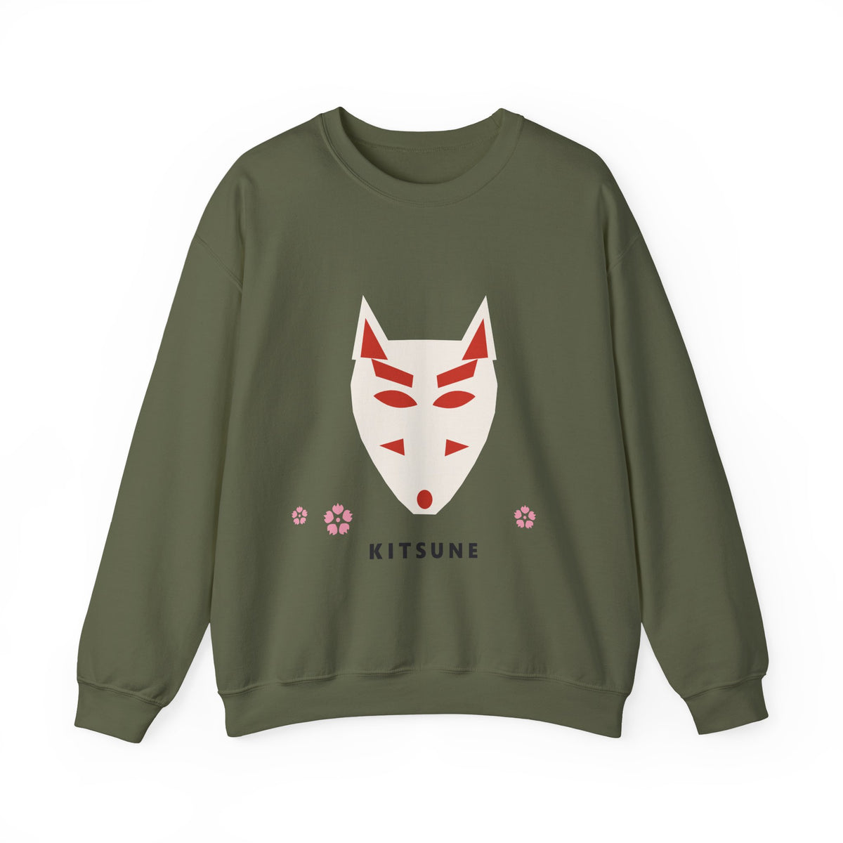 Kitsune Mask Sweatshirt in Military Green
