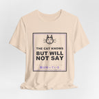 The Cat Knows But Will Not Say Funny Anime T-Shirt - original anime design, view 9