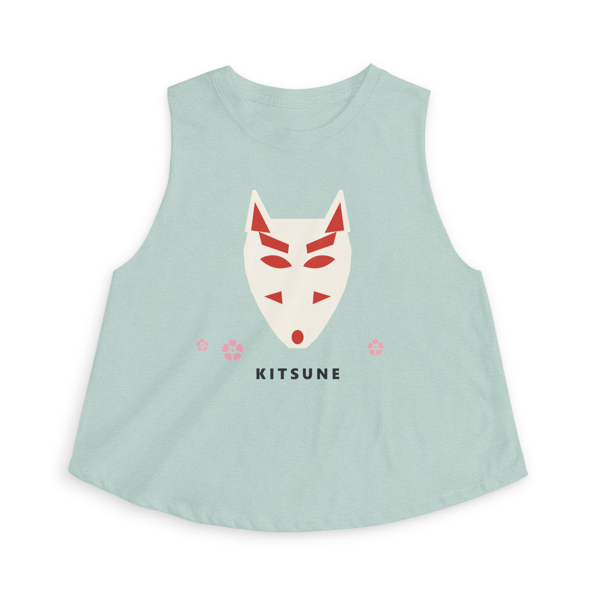 Kitsune Mask Crop Top in Heather Dusty Blue