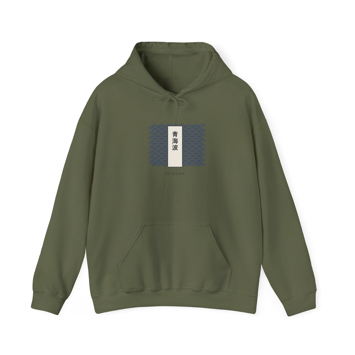 Seigaiha Hoodie in Military Green