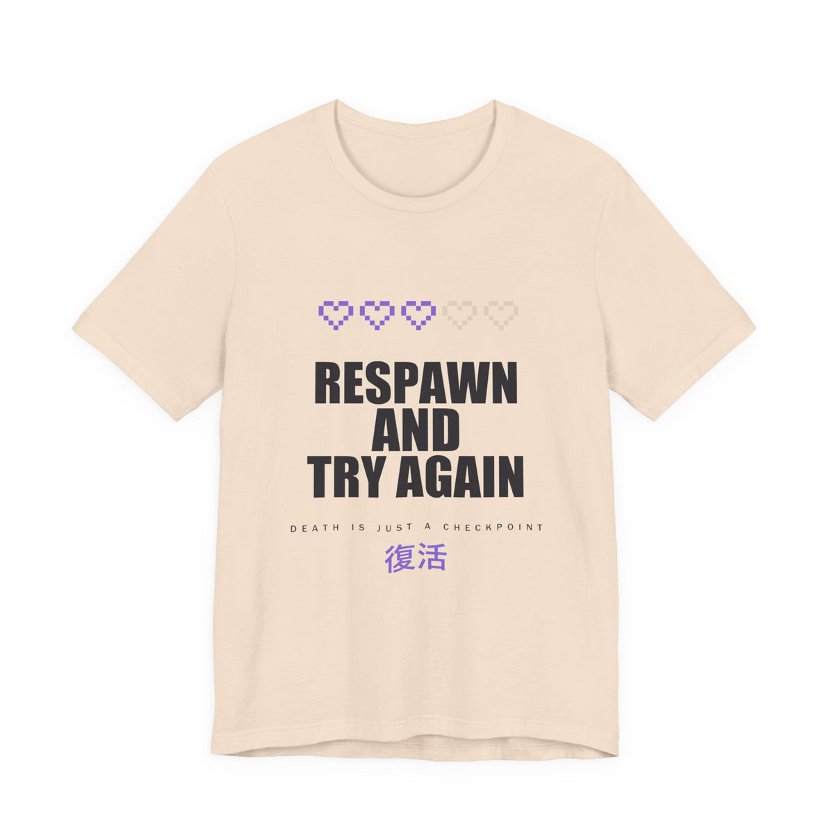 Respawn And Try Again Anime T-Shirt in Soft Cream
