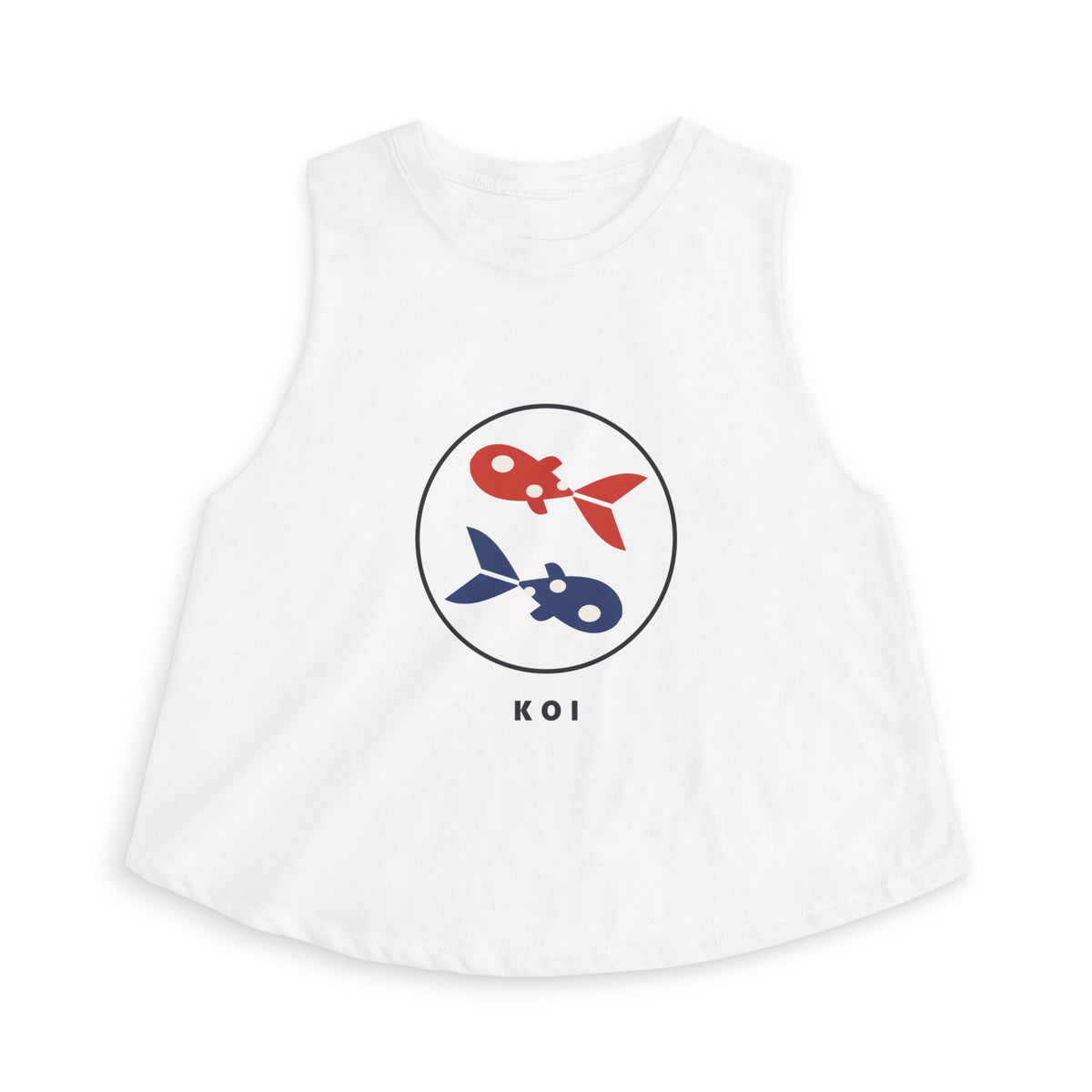 Koi Pair Crop Top in Solid White Blend