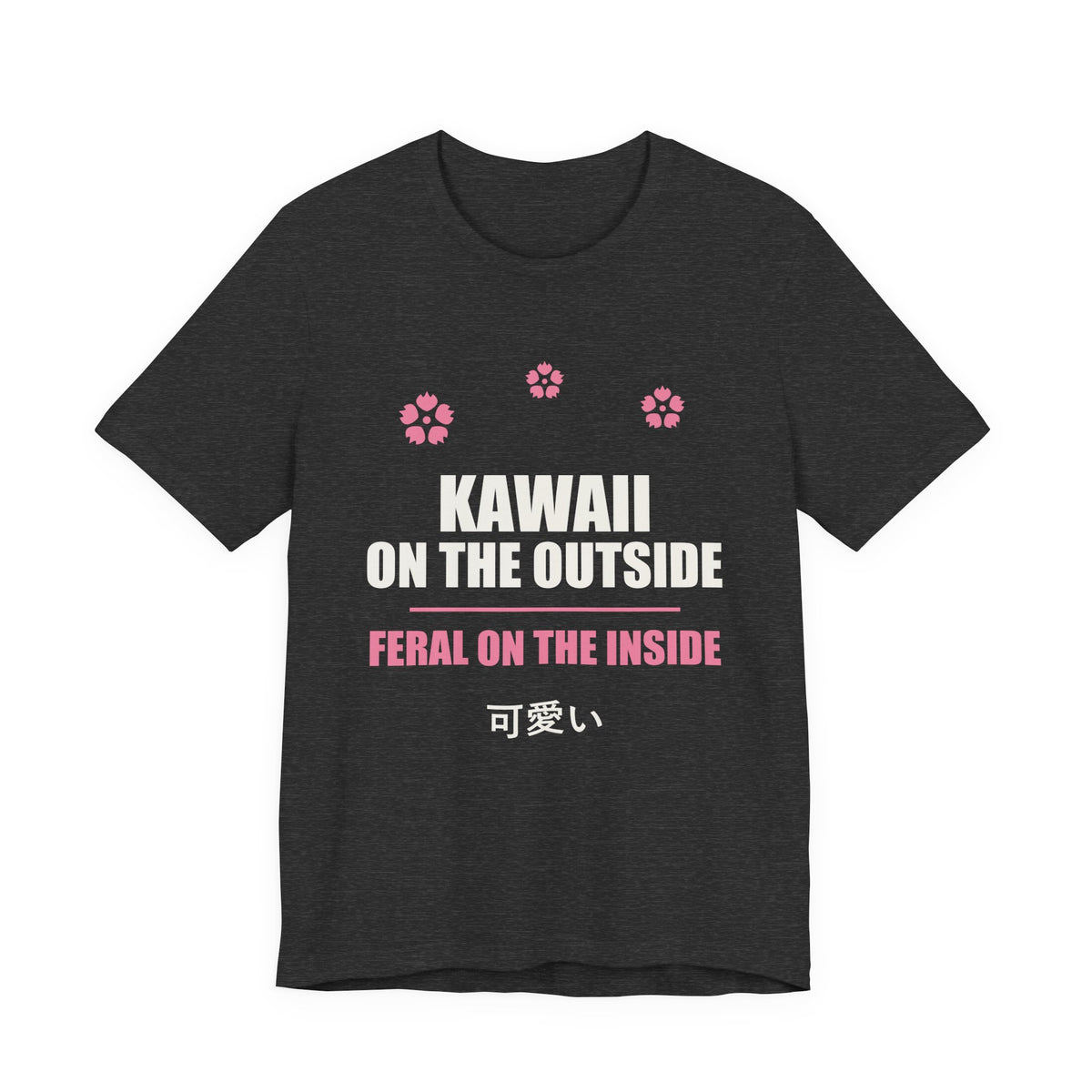 Kawaii But Feral Anime T-Shirt in Dark Grey Heather