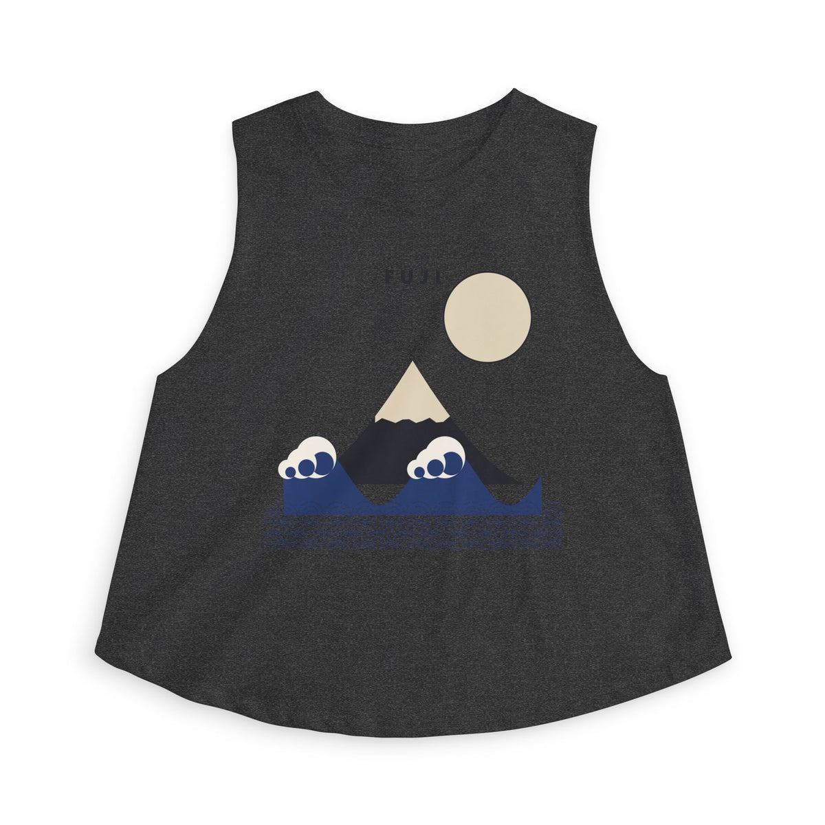 Fuji & Wave Crop Top in Dark Grey Heather