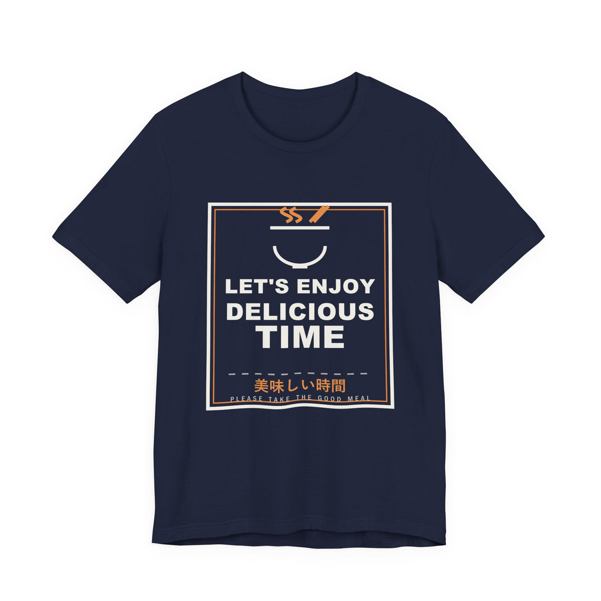 Let's Enjoy Delicious Time Funny Anime T-Shirt in Navy