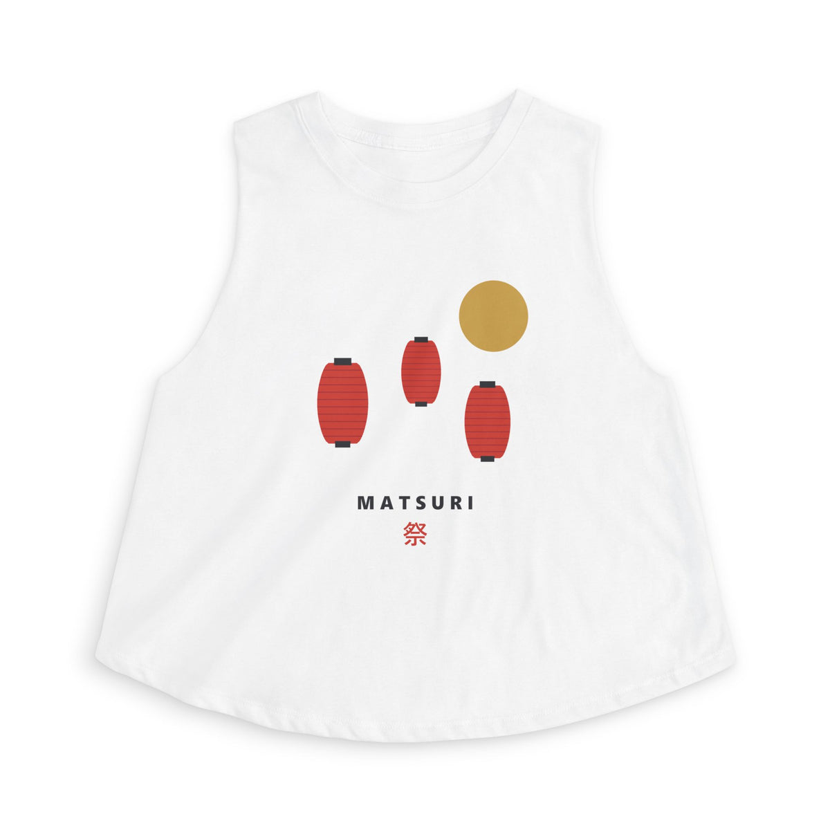 Matsuri Lanterns Crop Top in Solid White Blend