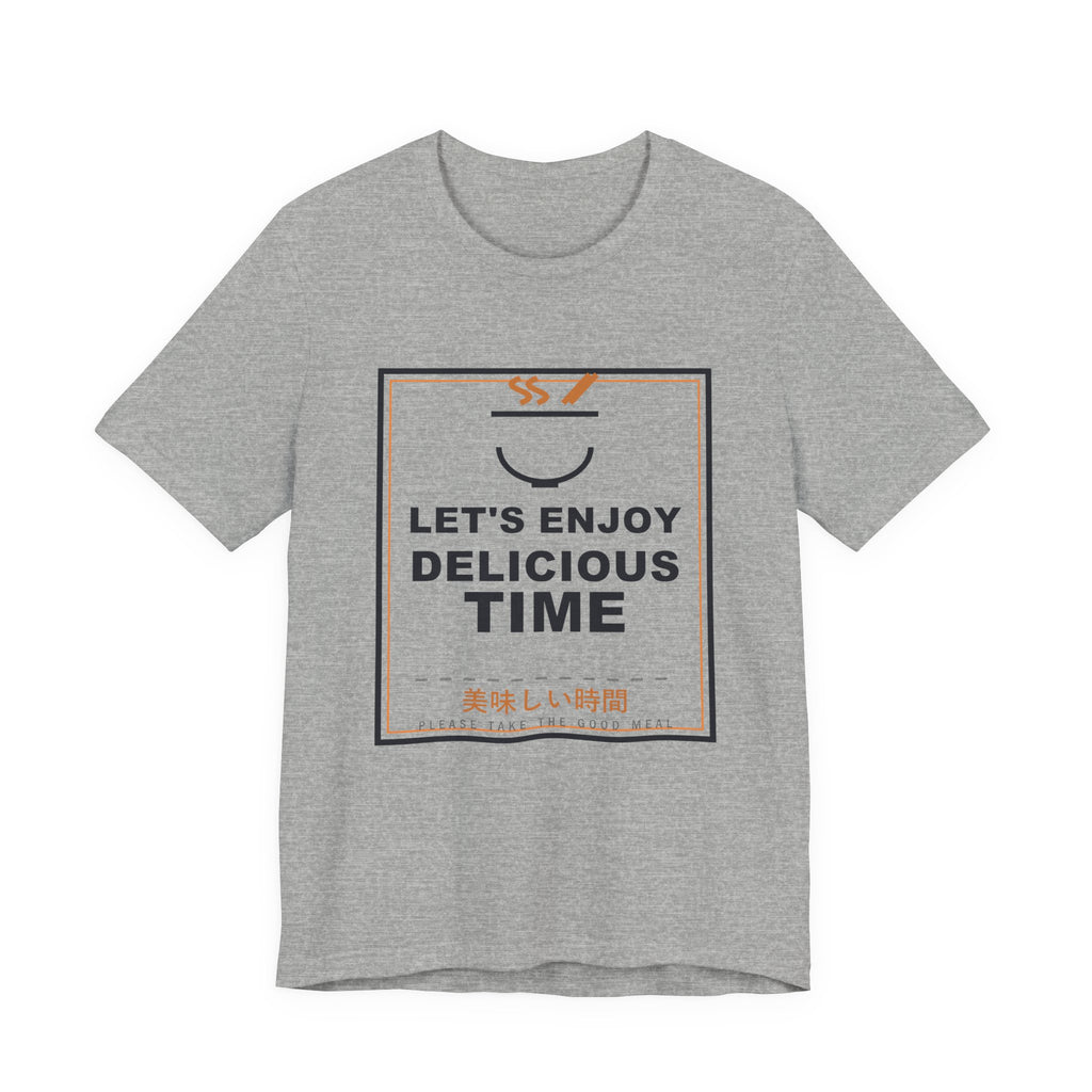 Let's Enjoy Delicious Time Funny Anime T-Shirt in Athletic Heather