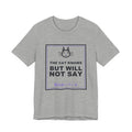 The Cat Knows But Will Not Say Funny Anime T-Shirt in Athletic Heather