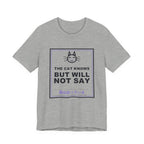 The Cat Knows But Will Not Say Funny Anime T-Shirt in Athletic Heather