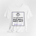 The Cat Knows But Will Not Say Funny Anime T-Shirt - original anime design, view 3