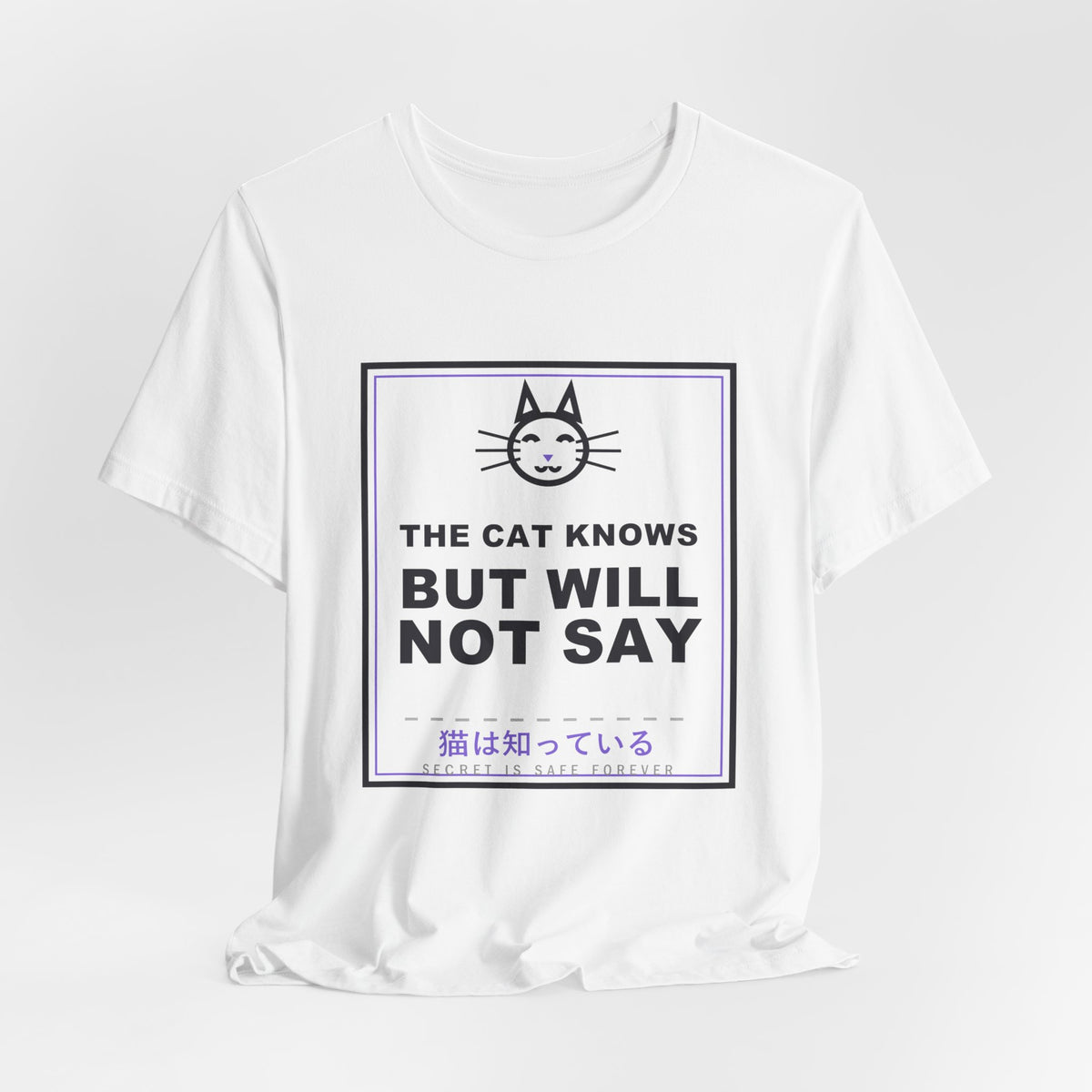 The Cat Knows But Will Not Say Funny Anime T-Shirt - original anime design, view 3