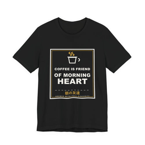 Coffee Is Friend Of Morning Heart Funny Anime T-Shirt in Black