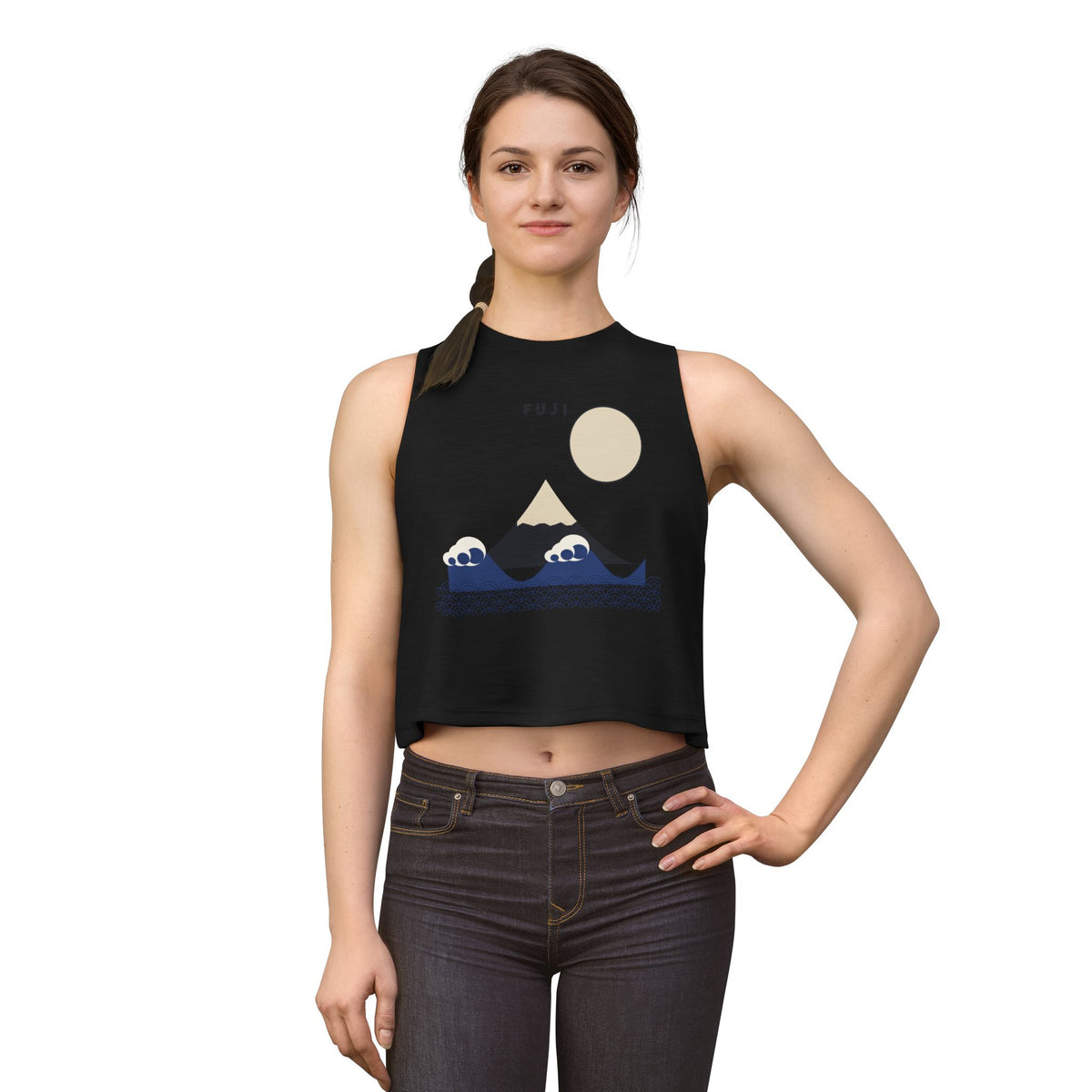Fuji & Wave Crop Top - original anime design, view 8