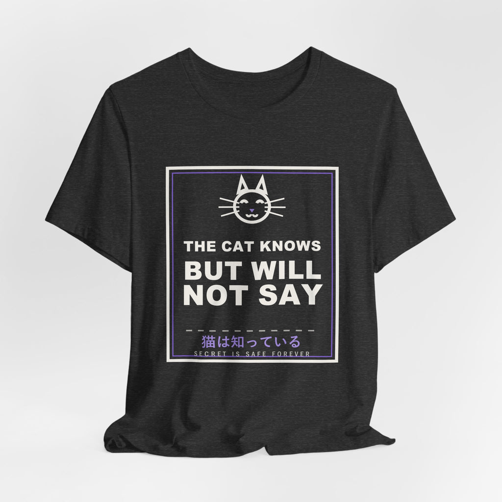 The Cat Knows But Will Not Say Funny Anime T-Shirt - original anime design, view 18