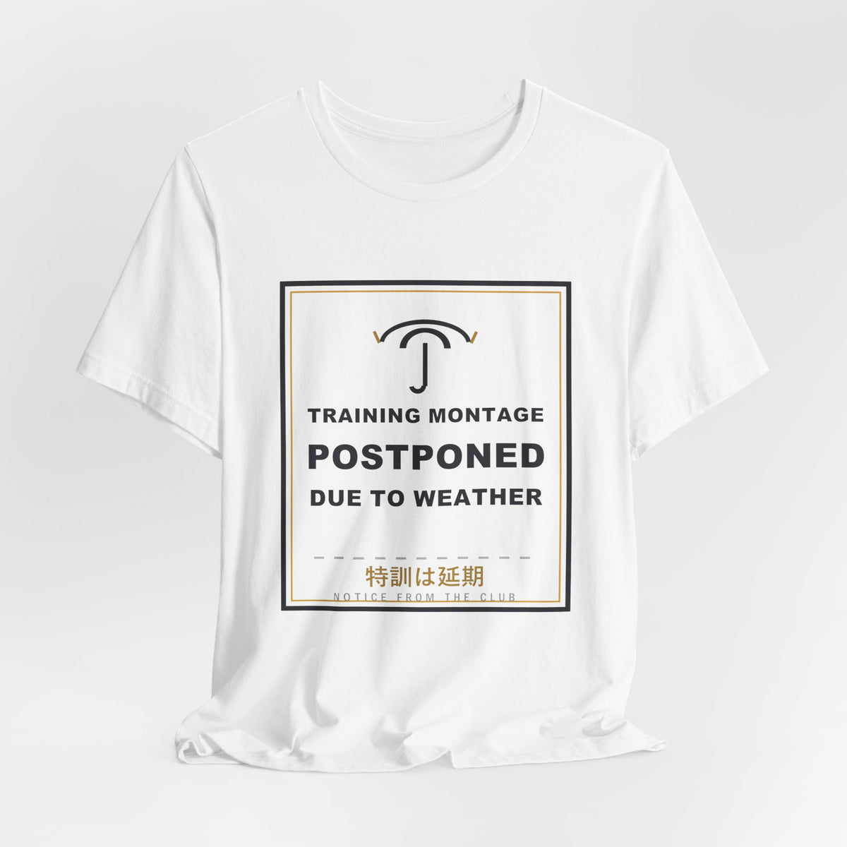 Training Montage Postponed Due To Weather Funny Anime T-Shirt - original anime design, view 3