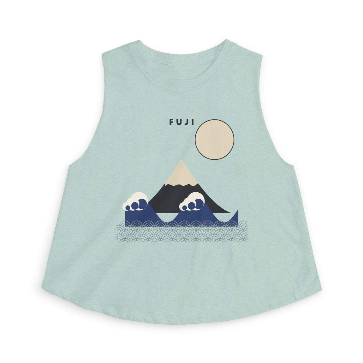Fuji & Wave Crop Top in Heather Dusty Blue