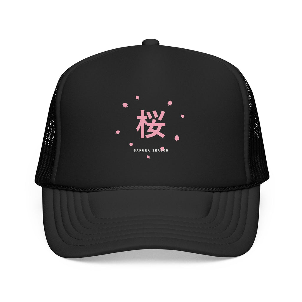 Sakura Season Trucker Cap in Black