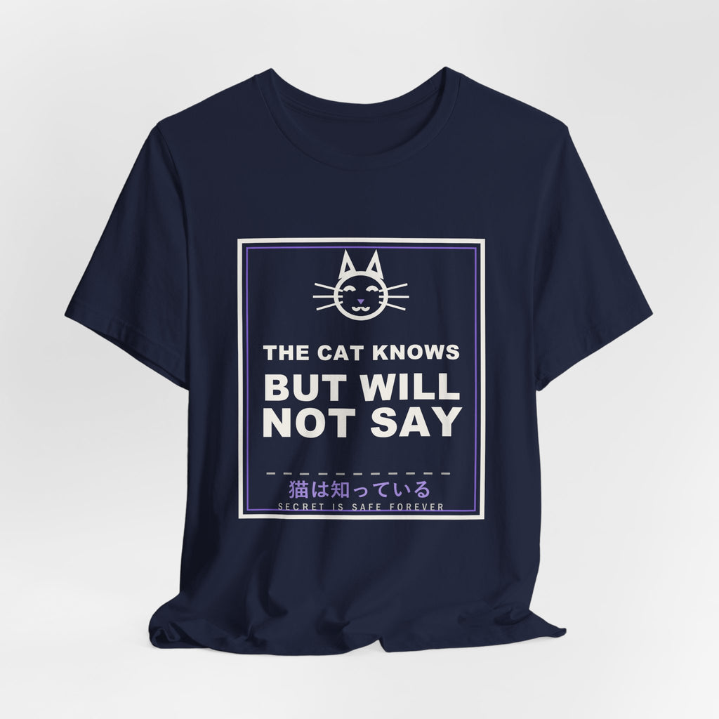 The Cat Knows But Will Not Say Funny Anime T-Shirt - original anime design, view 21