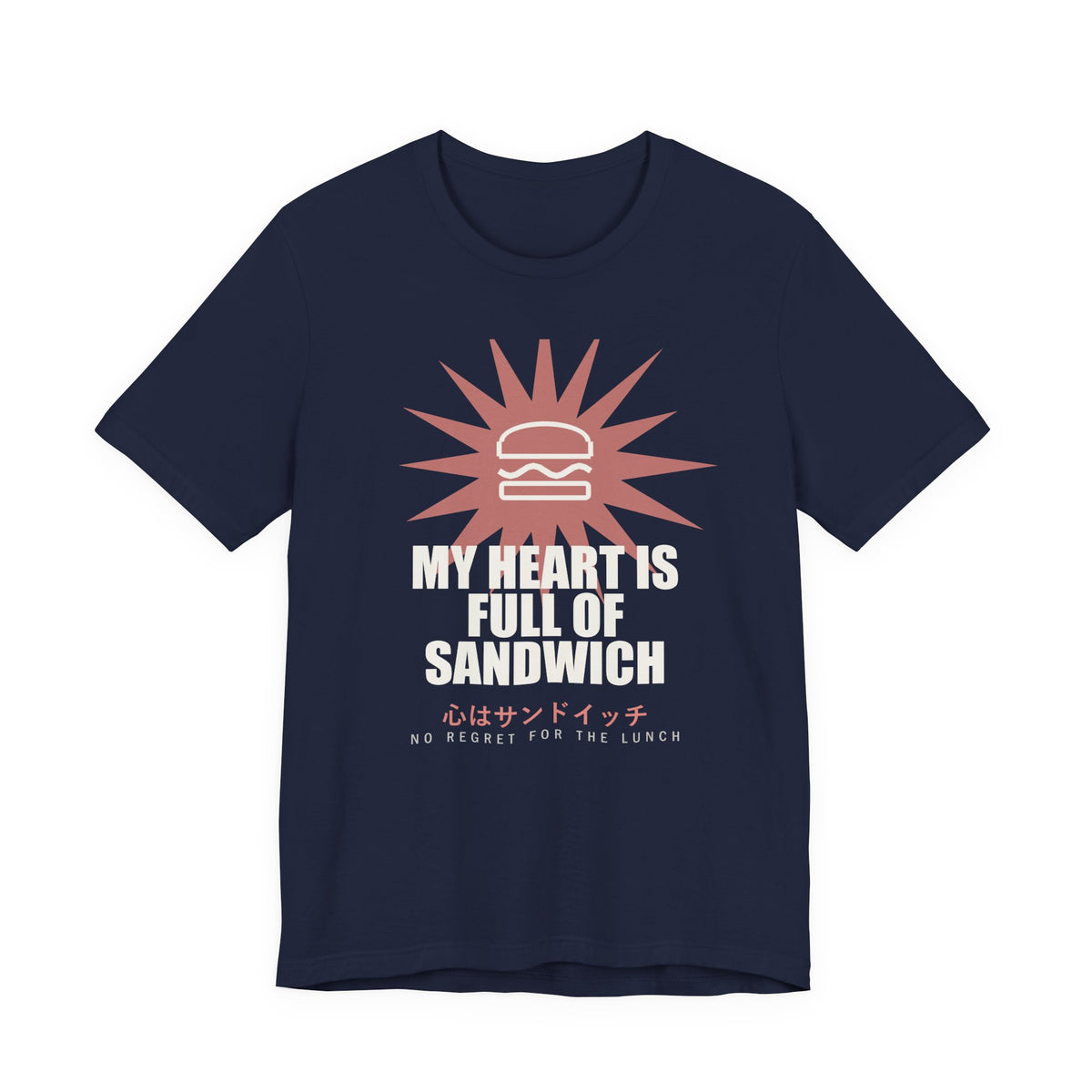 My Heart Is Full Of Sandwich Funny Anime T-Shirt in Navy