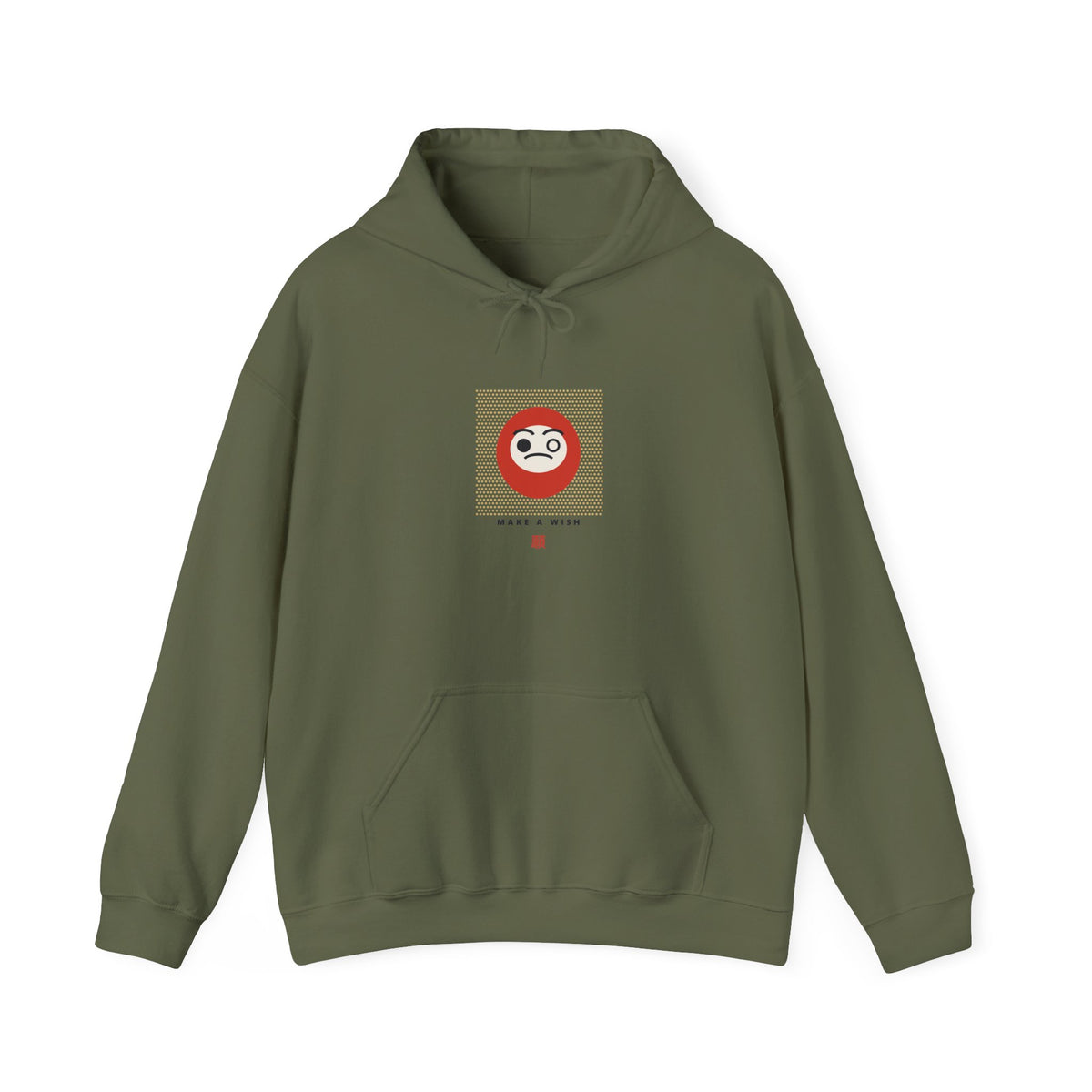 Daruma Wish Hoodie in Military Green