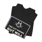 The Cat Knows But Will Not Say Funny Anime T-Shirt - original anime design, view 5
